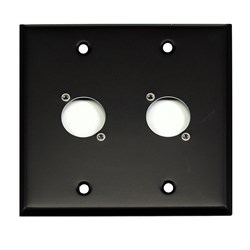 Whirlwind Wall Plate - 2 Gang Black Punched for 2 Neutrik XLRS